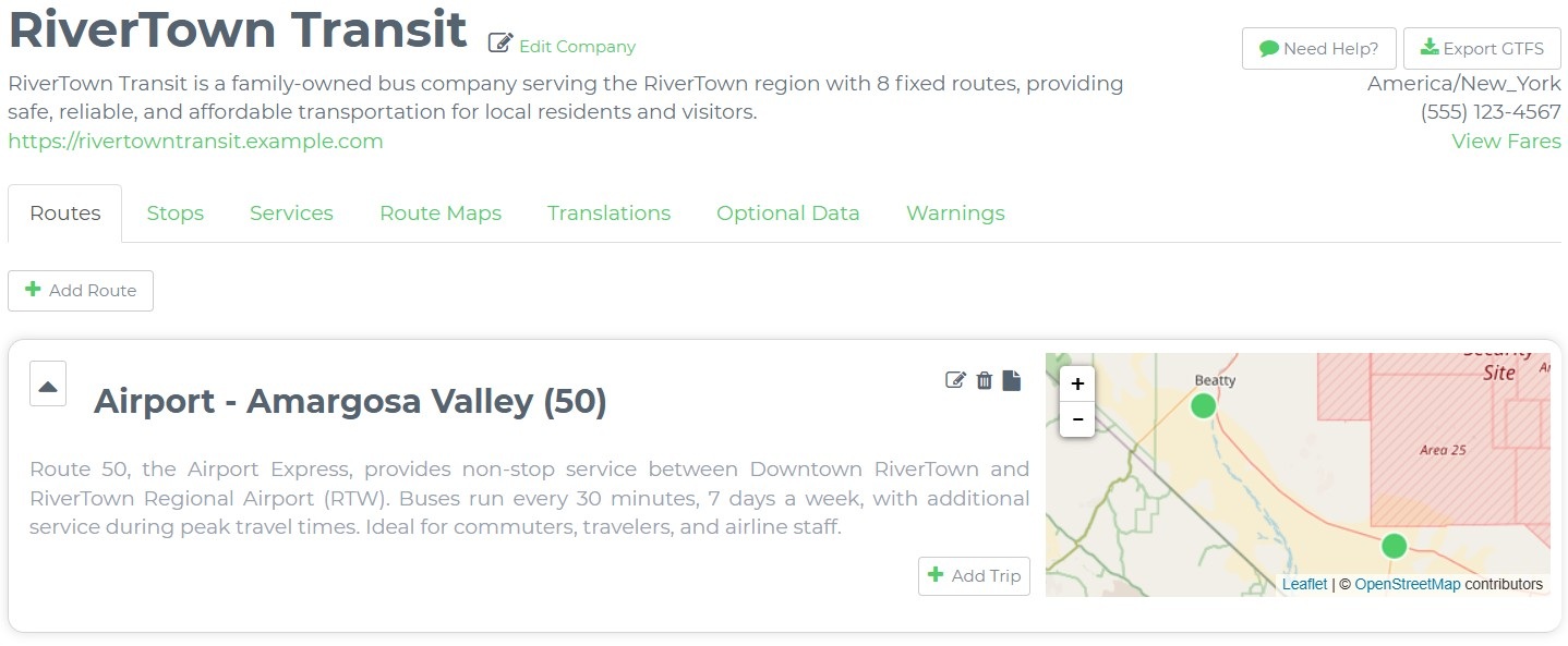 GTFS Editor Screenshot